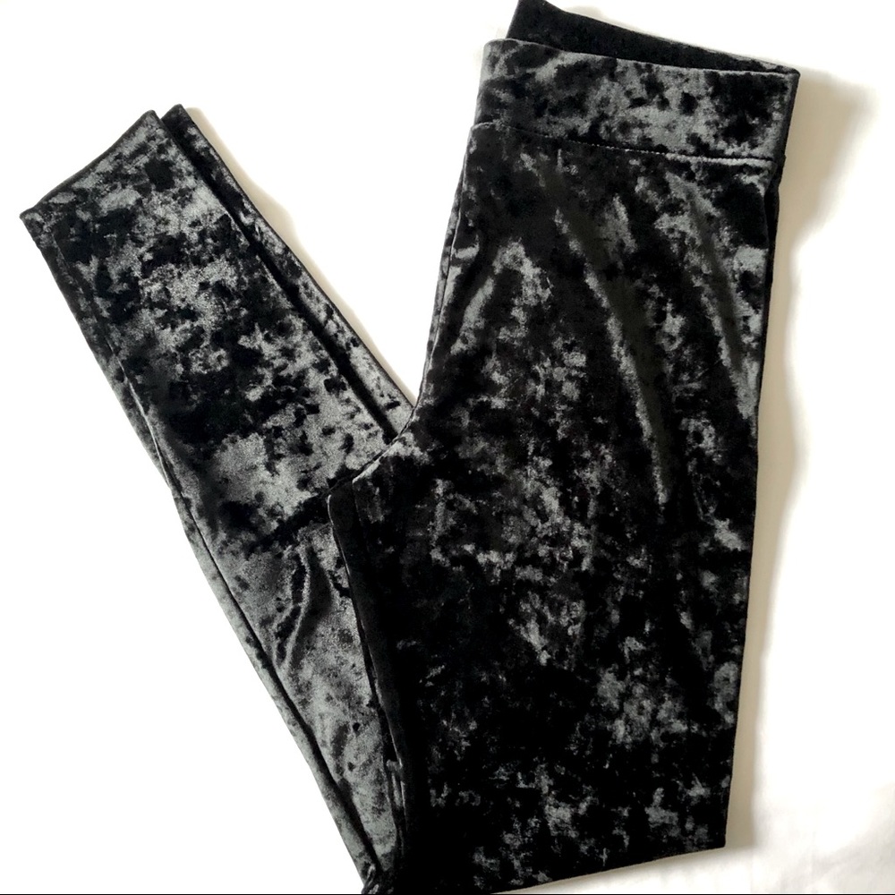 Black Crushed Velvet Leggings